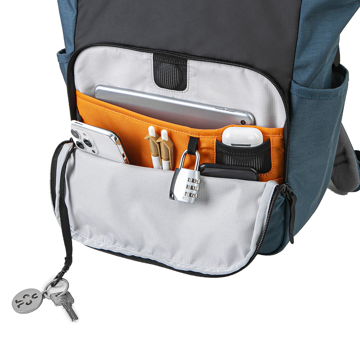 Credit Point Tote Rucksack 14" nachtblau Organiser Detail